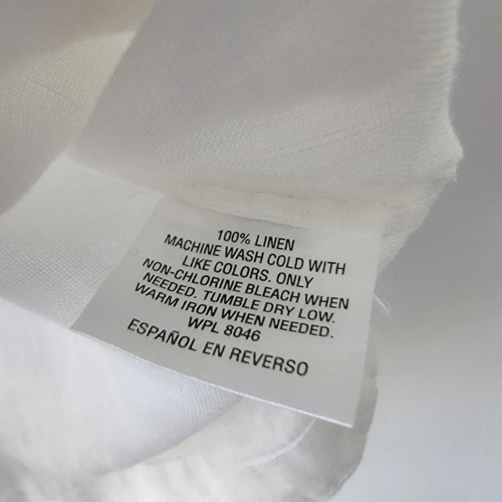 Charter Club women's 100% Linen Bell-Sleeve tie Top M beachy natural coastal - Picture 7 of 7